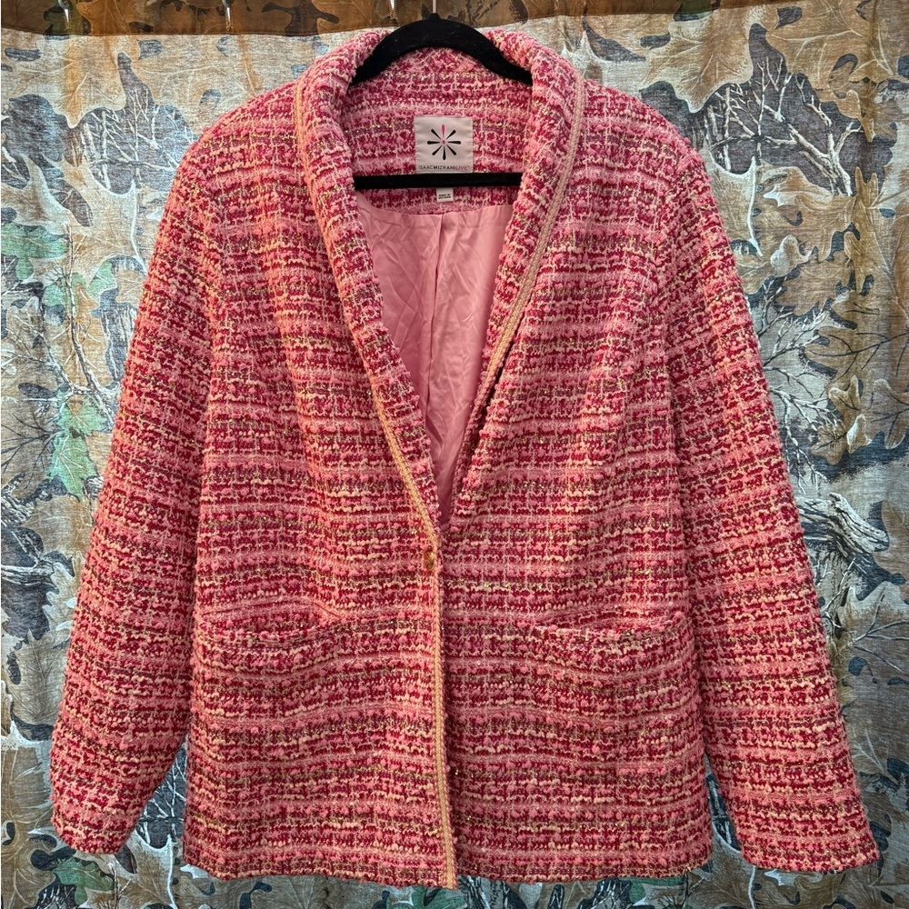 Isaac Mizrahi Live Women's Pink Tweed Jacket